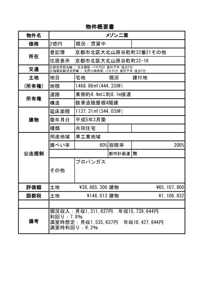 メゾン二葉　京都収益　石丸不動産